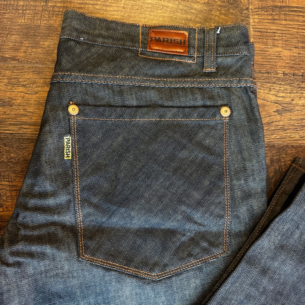 Parish Men's Black/Cream Jeans w/Copper Accents - 38x32 - Like New